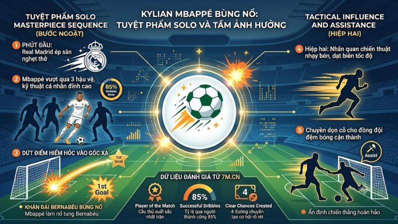 GKylian Mbappé ăn mừng sau bàn thắng solo đẳng cấp tại sân Bernabeu.