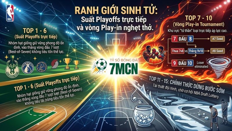 Phân nhánh tranh vé Playoffs và vòng Play-in gay cấn trên BXH NBA tại 7mcn