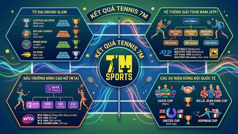 Theo dõi kết quả tennis ATP và WTA trực tuyến nhanh nhất trên 7m cn