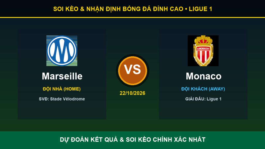 dự đoán kết quả trận Marseille và Monaco - Banner đối đầu Marseille vs Monaco