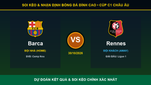Nhận định phân tích trận Barca và Rennes ngày 30/10/2026