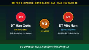 Nhận định phân tích trận ĐT Hàn Quốc và ĐT Việt Nam ngày 19/10/2026