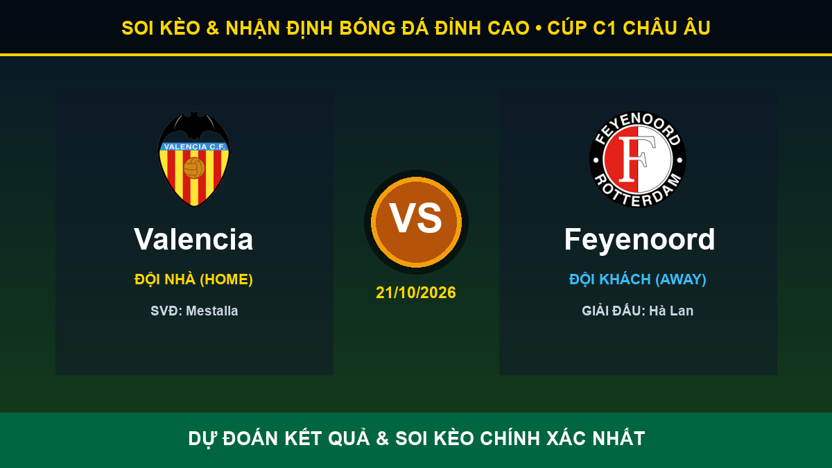 soi kèo 7M trận Valencia và Feyenoord - Banner đối đầu Valencia vs Feyenoord