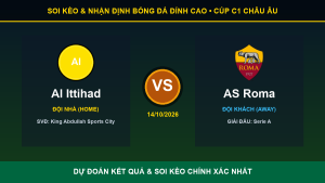 Tỷ lệ kèo 7M trận Al Ittihad và AS Roma ngày 14/10/2026
