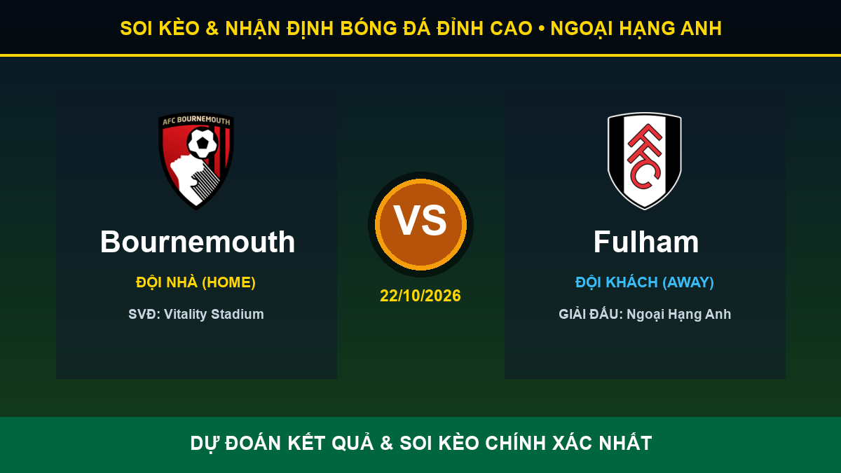 tỷ lệ kèo 7M trận Bournemouth và Fulham - Banner đối đầu Bournemouth vs Fulham