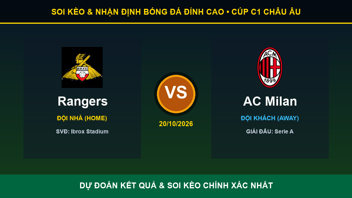 tỷ lệ kèo 7M trận Rangers và AC Milan - Banner đối đầu Rangers vs AC Milan